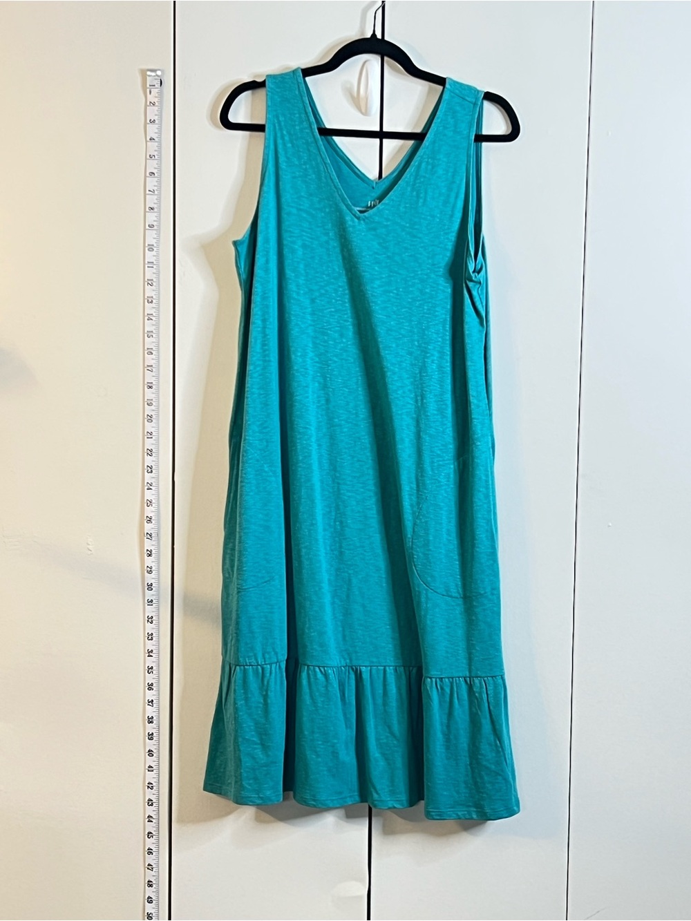 J.Jill Teal Flounced Hem Double V-Neck Knit Midi Dress M Tall